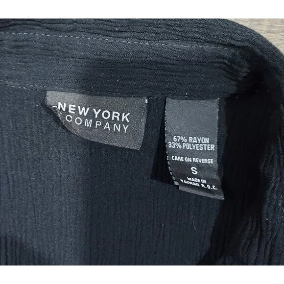 New York&Co Maxi Skirt Black Floral Sleevless Top Crinkle Size S 1990 Vintage - Picture 11 of 16